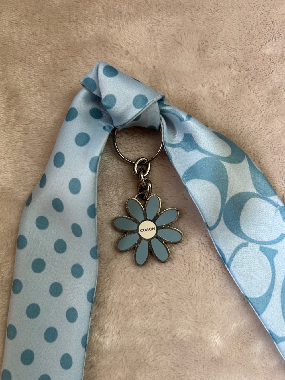 Coach Y2K Enamel Daisy Charm and Silk Pony/Bag 22” Skinny Scarf